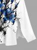 Robe midi Hawaii à imprimé fleurs et éclaboussures de peinture avec fente - Bleu profond XXS