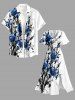 Robe midi Hawaii à imprimé fleurs et éclaboussures de peinture avec fente - Bleu profond XXS