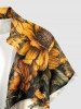 Skulls Flowers Leaf Print Buttons Pocket Hawaii Shirt For Men - Deep Yellow 6XL