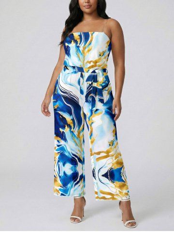 Combinaison Hawaii à imprimé Ocean Current avec poche, ceinture et bretelles amovibles - BLUE - XXS