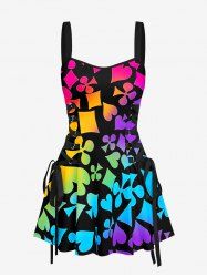 Robe trapèze à lacets avec imprimé graphique Ombre Poker Hawaï - Pourpre  XS