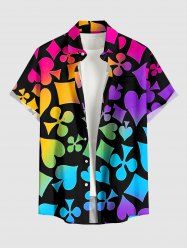Chemise hawaïenne à imprimé graphique Ombre Poker, avec poche boutonnée, pour homme - Pourpre  2XL