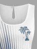 Matching Hawaii Shirt and Romper Beach Outfit Coconut Tree Colorblock Print for Couples -  