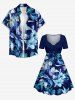 Flowers Leaf Print Matching Hawaii Beach Outfit For Couples -  