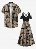 African Printed Matching Couple Outfit Ethnic Geometric Graphic Hawaiian Set -  