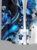 Tenue de plage hawaïenne assortie pour couples – Motif hibiscus à branches courbes - Bleu 