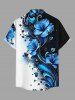 Tenue de plage hawaïenne assortie pour couples – Motif hibiscus à branches courbes - Bleu 
