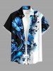 Tenue de plage hawaïenne assortie pour couples – Motif hibiscus à branches courbes - Bleu 