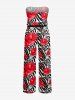 Combinaison hawaïenne à imprimé rayures zèbre et fleurs d'hibiscus, avec ceinture et bretelle amovibles - Rouge 1X