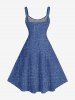 Robe débardeur en jean à lacets avec impression 3D Hawaii (Bretelles ajustables) - Bleu 2X