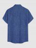 Chemise en denim à lacets, imprimé 3D, boutons et poche pour homme - Bleu S