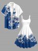 Robe débardeur Hawaii à imprimé colorblock de feuilles et fleurs (bretelle ajustable) - Bleu XS