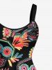 Ethnic Mask Graphic Flower Print Hawaii A Line Dress -  
