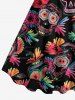 Ethnic Mask Graphic Flower Print Hawaii A Line Dress -  