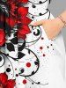 Robe midi coupe A à imprimé floral hawaïen (branches, feuilles et fleurs) avec poches fendues - Rouge XXS