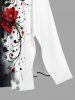 Robe midi coupe A à imprimé floral hawaïen (branches, feuilles et fleurs) avec poches fendues - Rouge XXS