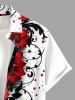 Chemise hawaïenne à imprimé fleurs, feuilles et branches avec poche boutonnée pour homme - Rouge 6XL