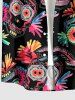 Chemise hawaïenne à boutons et poche pour homme - Imprimé masque ethnique et motifs floraux - Rose Vif 6XL