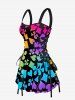 Robe trapèze à lacets avec imprimé graphique Ombre Poker Hawaï - Pourpre  XS