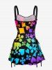Robe trapèze à lacets avec imprimé graphique Ombre Poker Hawaï - Pourpre  XS