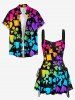Ombre Poker Graphic Print Hawaii Lace Up A Line Dress -  