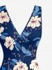 Flower Leaf Print Hawaii Ruffles Split Dress -  