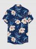 Chemise hawaïenne à imprimé fleurs et feuilles, avec poche boutonnée pour homme - Bleu profond S