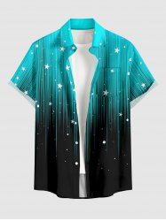 Chemise hawaïenne pour homme à imprimé dégradé galaxies et étoiles avec poche boutonnée - Turquoise Foncée XL