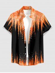 Fire Flame Tie Dye Print Buttons Pocket Hawaii Shirt For Men -  