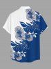 Tenue de plage hawaïenne assortie à blocs de couleurs motif feuilles et fleurs pour couples - Bleu 