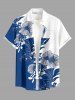 Tenue de plage hawaïenne assortie à blocs de couleurs motif feuilles et fleurs pour couples - Bleu 