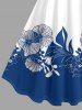 Tenue de plage hawaïenne assortie à blocs de couleurs motif feuilles et fleurs pour couples - Bleu 