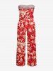 Matching Hawaii Shirt and Romper Beach Outfit Hibiscus Flowers Tropical Leaf Print for Couples -  