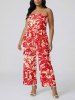 Matching Hawaii Shirt and Romper Beach Outfit Hibiscus Flowers Tropical Leaf Print for Couples -  
