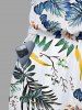 Ensemble assorti chemise hawaïenne et combinaison-short de plage imprimé fleurs et feuilles tropicales pour couples - Turquoise Foncée 