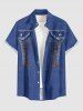 Tenue de plage hawaïenne assortie en denim à lacets avec imprimé 3D pour couples - Bleu 