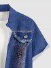 Tenue de plage hawaïenne assortie en denim à lacets avec imprimé 3D pour couples - Bleu 