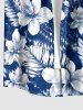 Tenue de plage hawaïenne assortie pour couple avec imprimé fleurs et feuilles tropicales - Cadetblue 