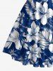 Tenue de plage hawaïenne assortie pour couple avec imprimé fleurs et feuilles tropicales - Cadetblue 