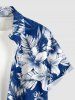 Tenue de plage hawaïenne assortie pour couple avec imprimé fleurs et feuilles tropicales - Cadetblue 