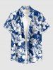 Tenue de plage hawaïenne assortie pour couple avec imprimé fleurs et feuilles tropicales - Cadetblue 