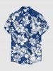 Tenue de plage hawaïenne assortie pour couple avec imprimé fleurs et feuilles tropicales - Cadetblue 