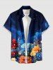 Flowers Galaxy Ombre Print Buttons Pocket Hawaii Shirt For Men -  