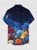 Flowers Galaxy Ombre Print Buttons Pocket Hawaii Shirt For Men -  