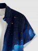 Flowers Galaxy Ombre Print Buttons Pocket Hawaii Shirt For Men -  