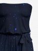 Flowers Galaxy Ombre Print Pocket Hawaii Jumpsuit With Removable Belt and Shoulder Straps -  