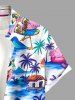 Flamingo Coconut Tree Print Buttons Pocket Hawaii Shirt For Men -  