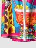 Giraffe Fruit Juice Colorblock Print Buttons Pocket Hawaii Shirt For Men -  