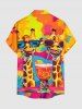 Giraffe Fruit Juice Colorblock Print Buttons Pocket Hawaii Shirt For Men -  