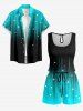 Ombre Galaxy Stars Print Cinched Hawaii Romper -  